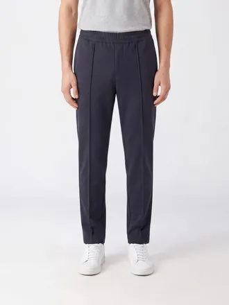 Herno Slim Fit Stretch Cotton Trousers with Elasticated Waist