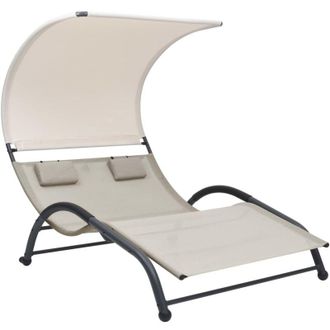 vidaXL Vidaxl - Lettino Prendisole Doppio con Baldacchino in Textilene Crema