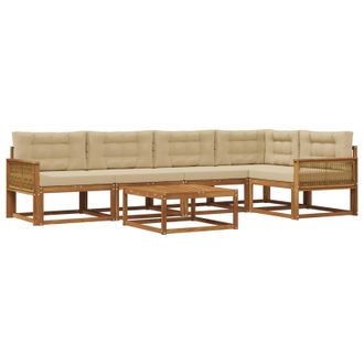 vidaXL Conjunto De Sof&aacute;s De Exterior Con Coj&iacute;n 6 Pcs Natural Y Beige Vidaxl