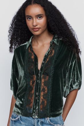 Pilcro Quincy Velvet Lace Blouse