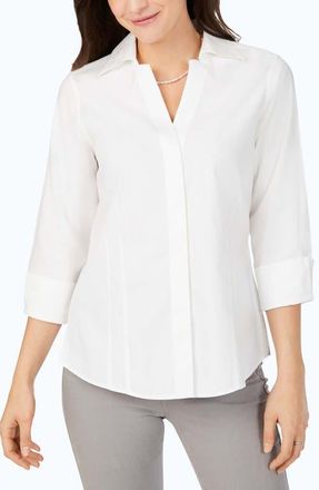 Foxcroft Taylor Fitted Non-Iron Shirt in White at Nordstrom, Size 14P