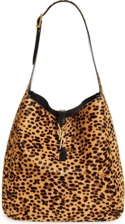 Saint Laurent Large Le 5 &agrave; 7 Genuine Calf Hair Shoulder Bag in Beige/Noir at Nordstrom