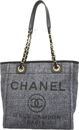 Chanel Gray Raffia Tote Bag (Pre-Owned)