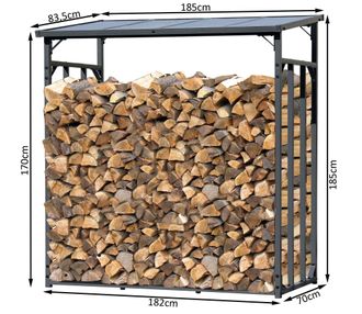 Quick-Star Quick-star - Metall Kaminholzregal Anthrazit Xxl 185 X 70 X 185 Cm Promotion Garten Kaminholzunterstand 2,3 M&sup3; Kaminholzlager Stapelhilfe Aussen