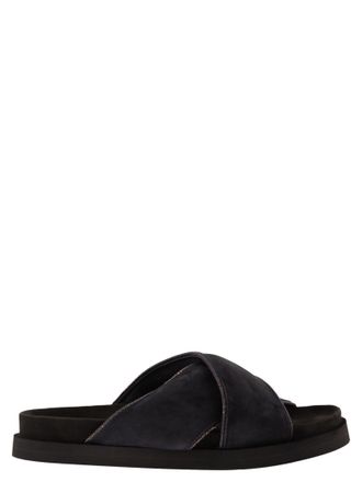 Fabiana Filippi Flat Suede Sandals With Crossed Straps