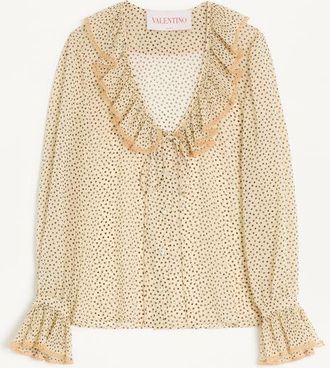 Valentino Camicia In Light Georgette Stampa Plusdepois Donna BETULLA/NERO 36