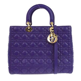 Dior Lady Dior Cannage Quilt Lambskin Purple Leather Handbag (Pre-Owned)