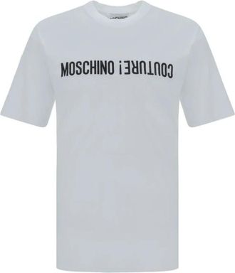 Moschino Katoenen T-shirt met bedrukt monogram - Heren - T-shirts - Wit - S - Katoen - Tops