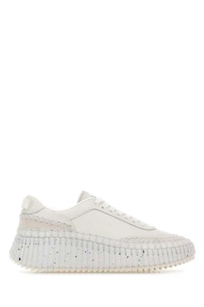 Chlo&eacute; White Leather Nama Sneakers