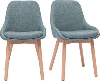 Miliboo Miliboo - Set De 2 Sillas N&oacute;rdicas De Tela Verde Gris&aacute;ceo Y Madera Clara Maciza Holo