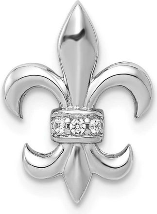 Diamond2Deal 14k White Gold Diamond Fleur de Lis Chain Slide