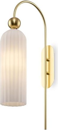 OEM L&aacute;mpara De Pared Cil&iacute;ndrica Campana De 53 Cm, Cristal Estriado, Elegante Acabado Dorado