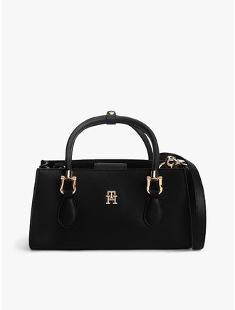 Tommy Hilfiger Womens Monogram Mini Satchel Bag - Black
