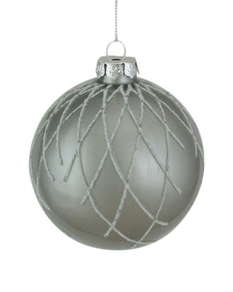 Northern Lights Discontinued Northlight 4In Gray Diamond Pattern Christmas Ball Glass Ornament
