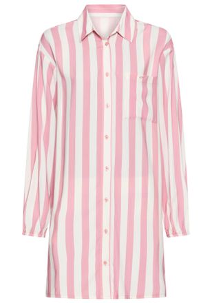 s.Oliver Nachthemd S.OLIVER, Damen, Gr. 32, N-Gr, mauve gestreift, Web, Obermaterial: 100% Viskose, gestreift, oversize kurz, V-Ausschnitt, elastischer Bund mi