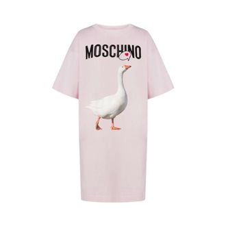 Moschino Goose Cotton Jersey Dress - female - Moschino - Short Dresses - Pink - 2XS - Dresses