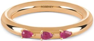ROSEKEY Anello Leaves in oro rosa 18 carati con rubini