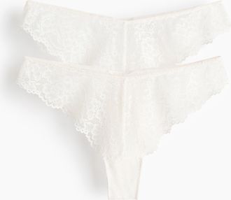 H&M 2er-Pack Brazil Slips aus Spitze - White