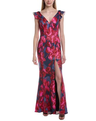 Rene Ruiz Ruffle Cap Sleeve Gown
