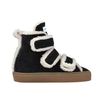 INUIKII Shearling Velcro Wedge - Dames - Sneakers - Zwart - 39 EU - Schoenen