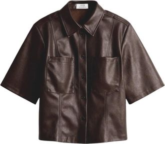 OPUS Blouse lange mouw - Dames - Blouses & Shirts - Bruin - Maat: S Leer