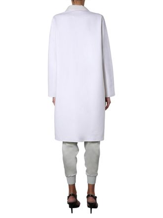 Fabiana Filippi Wool Blend with Jewel Detail Trench Coat - White