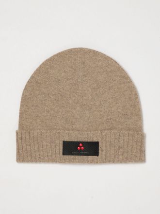 Peuterey Berretto beanie in misto lana a costine con risvolto e logo applicato