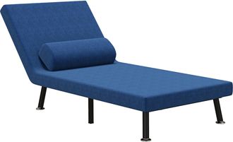 HOMCOM Homcom - Poltrona Letto Singolo Con Schienale Regolabile In 5 Posizioni Blu Scuro