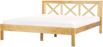 Beliani Beliani - Cama con somier de listones moderno cabecero de madera clara 180 x 200 cm Tannay