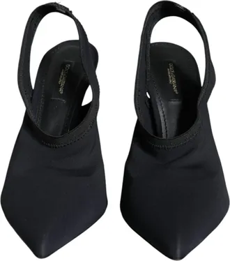 Dolce & Gabbana Black Jersey Stretch Heels Slingback Womens Shoes (Pre-Owned)