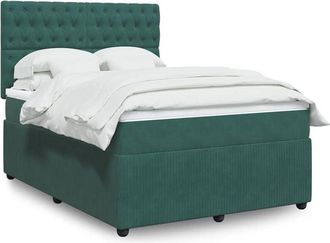 vidaXL Vidaxl - Cama Box Spring Con Colch&oacute;n Terciopelo Verde Oscuro 140x200 Cm