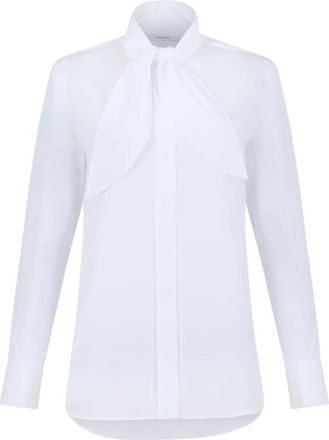 Givenchy Strik-hals Katoenen Blouse - Dames - Overhemden - Wit - XS - Katoen - Overhemden