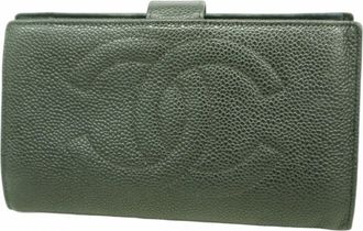 Chanel Black Grained Calfskin Long Wallet (Bi-Fold) (Pre-Owned)