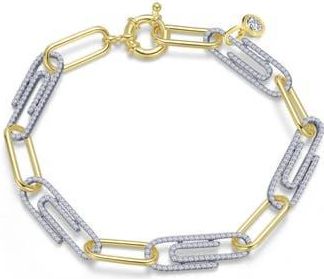 Lafonn Two-Tone Simulated Diamond Paper Clip Bracelet in Gold/Silver at Nordstrom Rack