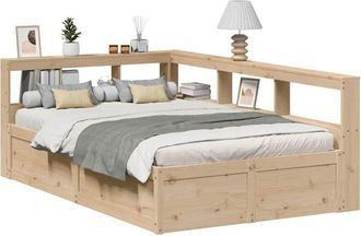 vidaXL Vidaxl - Cama Con Estanter&iacute;a Sin Colch&oacute;n Madera Maciza De Pino 135x190cm