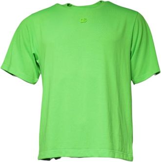 Dolce & Gabbana Groene Logo Ronde Hals T-shirt - Heren - T-shirts - Groen - M - Polyester - Tops