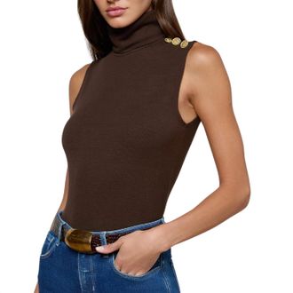 L'agence Ceci Sleeveless Turtleneck Top In Coffee Bean
