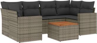 vidaXL Vidaxl - Set De Sof&aacute;s De Jard&iacute;n 7 Piezas Con Cojines Rat&aacute;n Pe Gris