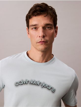 Calvin Klein Jeans Calvin Klein Mens Arched Logo Graphic Classic T-Shirt - Grey - 2XL