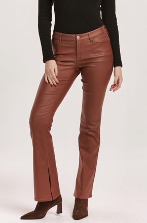 Dear John Denim Jax Coated Bootcut Jean With Slit In Cognac