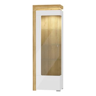 Petits Meubles Vitrina 1 puerta apertura a la paneles laminados blanco y madera