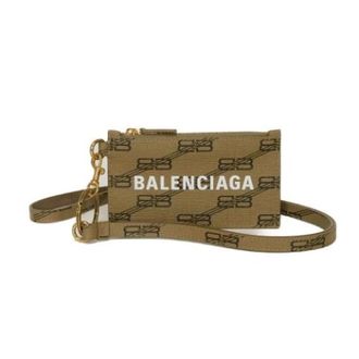 Balenciaga Pre-owned Wallets, female, Beige, Size: ONE SIZE Pre-owned Cash Fragment Case Coated Canvas Coin Case