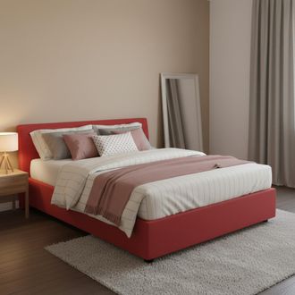 Dmora Talamo Italia Cama De Plaza Y Media Rebecca, Cama Contenedor Con Revestimiento De Tela, 100% Made In Italy, Apertura Frontal, Con Colch&oacute;n 120x200 Cm I