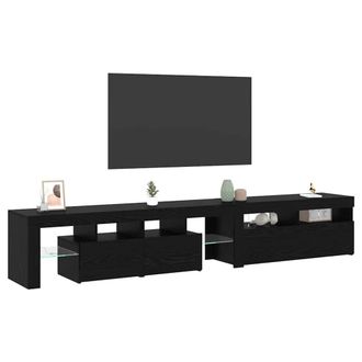 Berkfield Home TV Cabinets 2 pcs with LED Lights Black Oak Engineered Wood