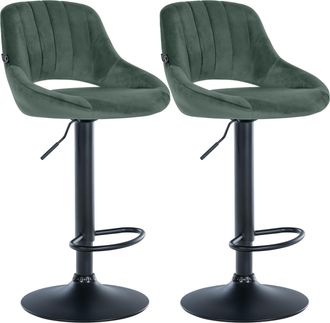 Clp Juego De 2 Taburetes De Bar Milet De Terciopelo Verde