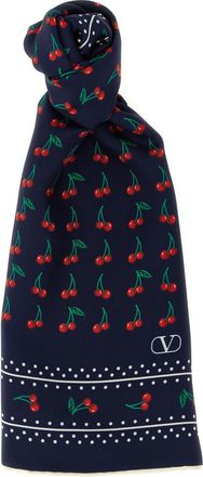 Valentino Garavani Dark Blue Cherryfic Scarf