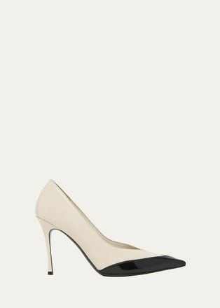 Ferragamo Varina 90MM Two-Tone Patent Leather Pumps