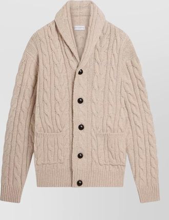 Ballantyne cable-knit wool shawl-collar cardigan