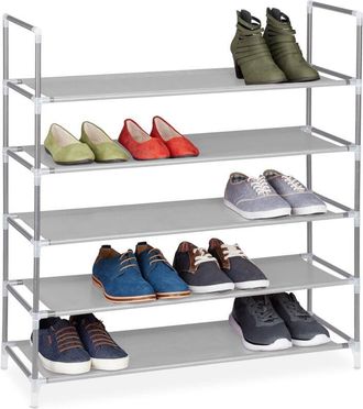 Relaxdays Relaxdays - Zapatero Abierto, 5 Estantes, Estantería para 20 Pares de Zapatos, Metal y Tela, 90,5 x 87 x 29,5 cm, Blanco