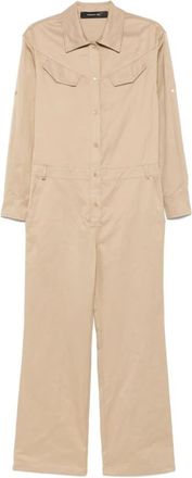 Federica Tosi Twill Suit Jurk met Beige Knopen - Dames - Jumpsuits - Beige - M - Jumpsuits & Playsuits